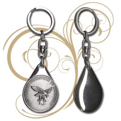 FIA - Keychains - Silvery Drop Design (Face & Back)